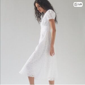 NWT Aritzia Wilfred JUBILEE White Eyelet Midi Dress